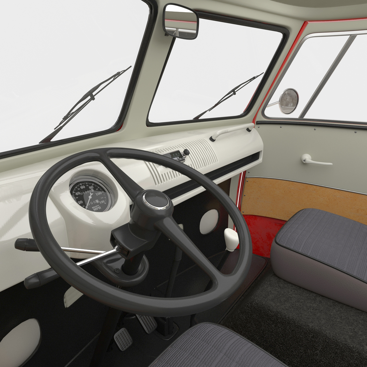 3D Volkswagen Type 2 Panel Van Rigged Red model