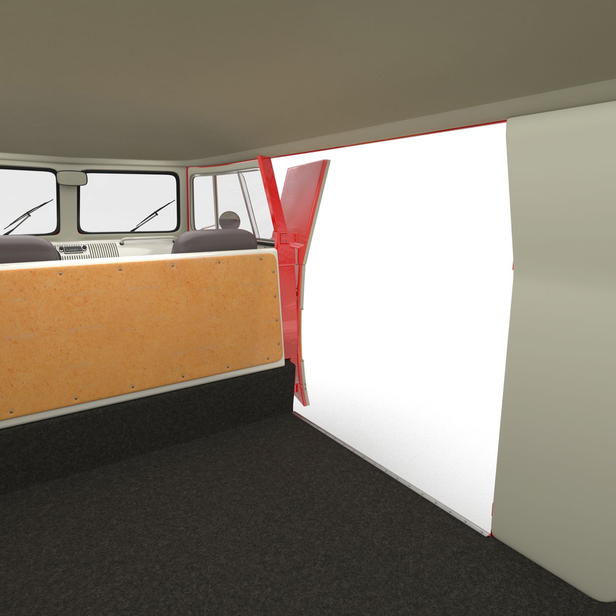 3D Volkswagen Type 2 Panel Van Rigged Red model