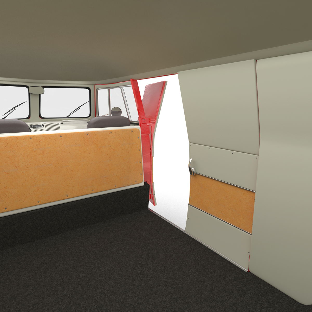 3D Volkswagen Type 2 Panel Van Rigged Red model
