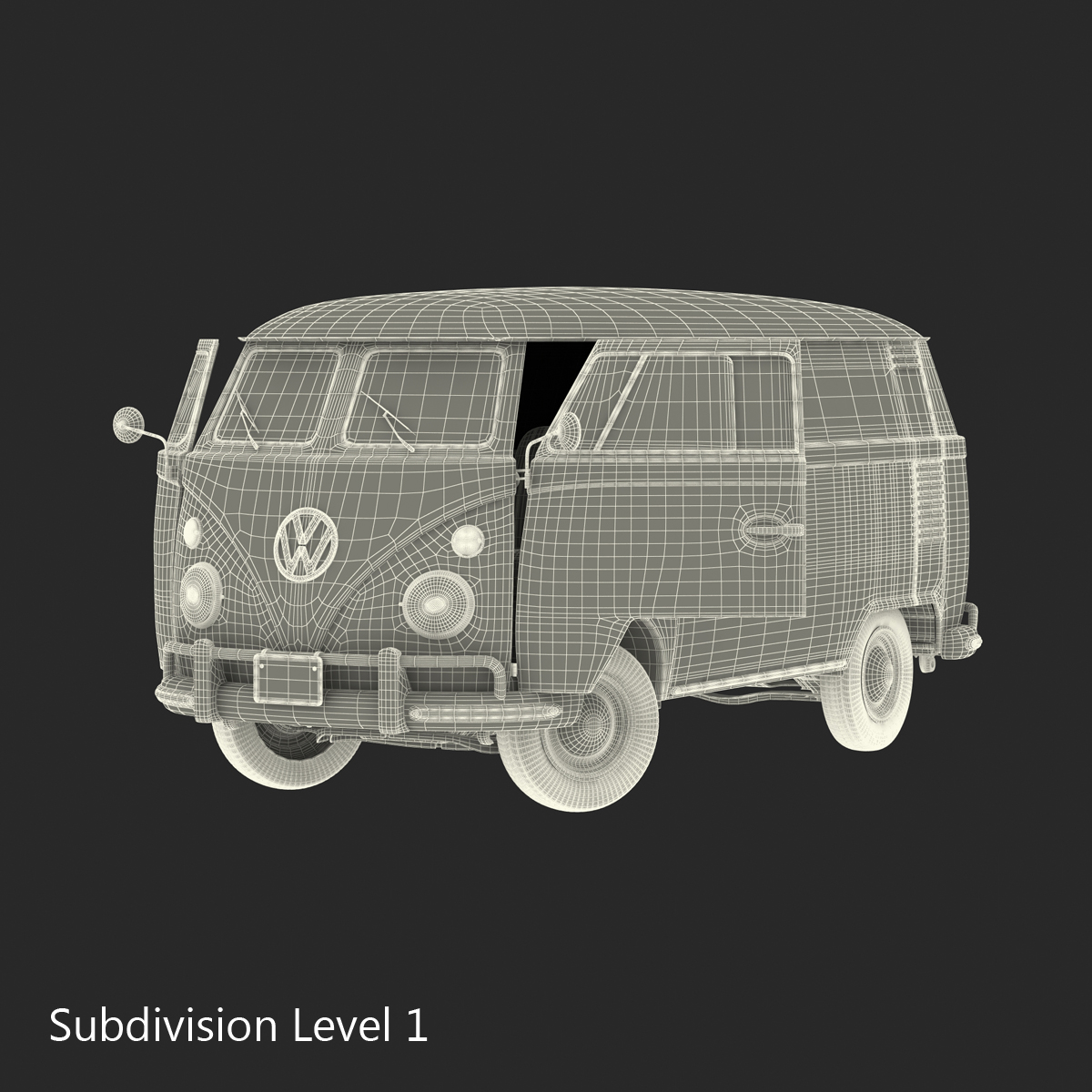 3D Volkswagen Type 2 Panel Van Rigged Red model