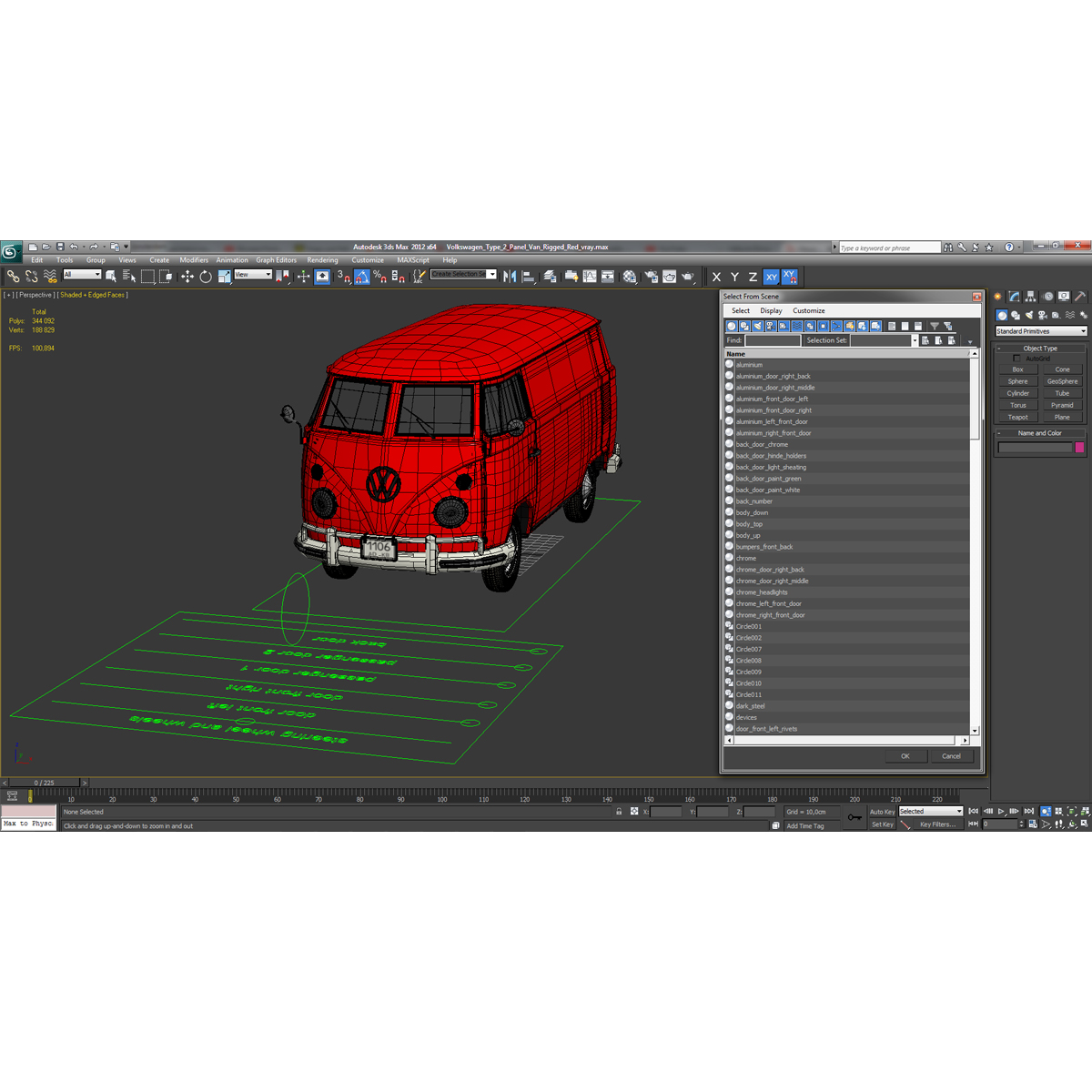 3D Volkswagen Type 2 Panel Van Rigged Red model