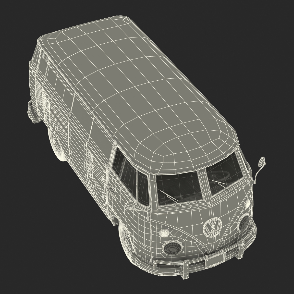 3D Volkswagen Type 2 Panel Van Rigged Red model