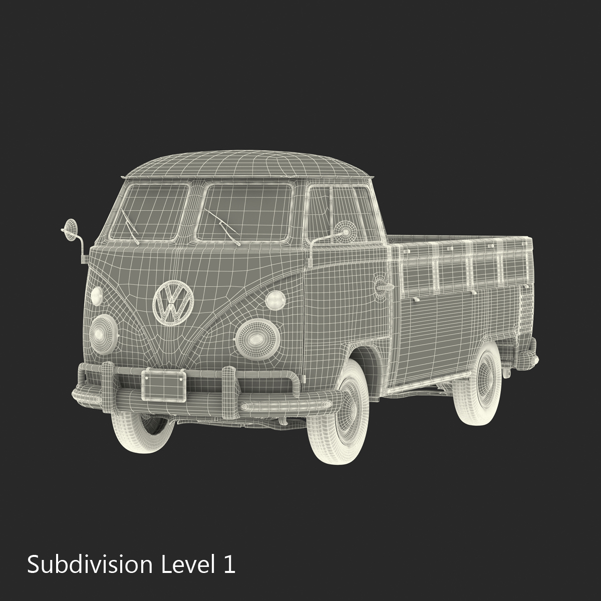 3D Volkswagen Type 2 Single Cab Pick Up Blue