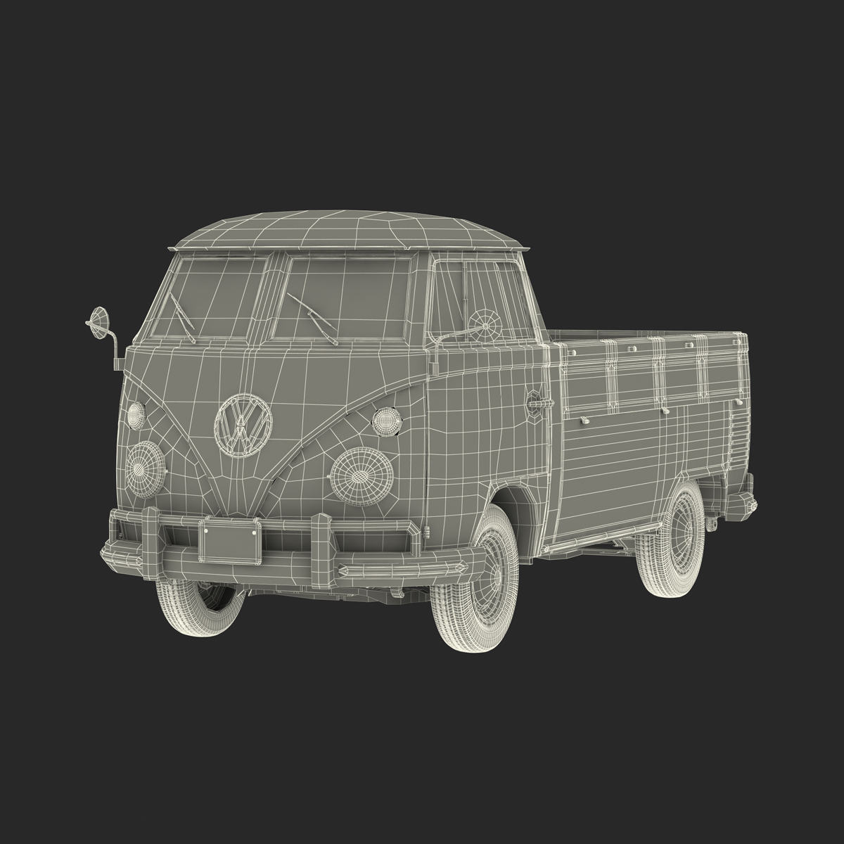 3D Volkswagen Type 2 Single Cab Pick Up Blue