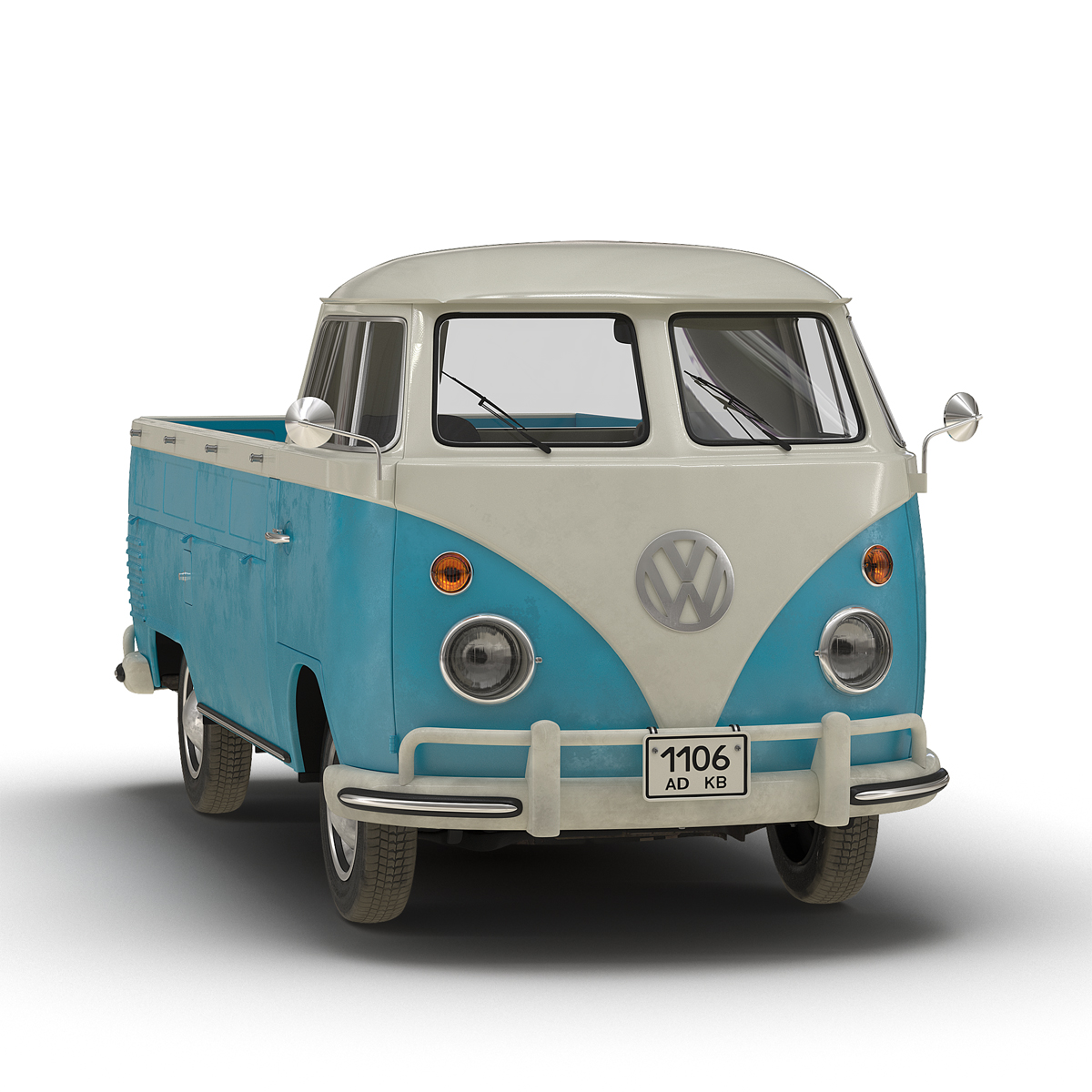 3D Volkswagen Type 2 Single Cab Pick Up Blue 2 model