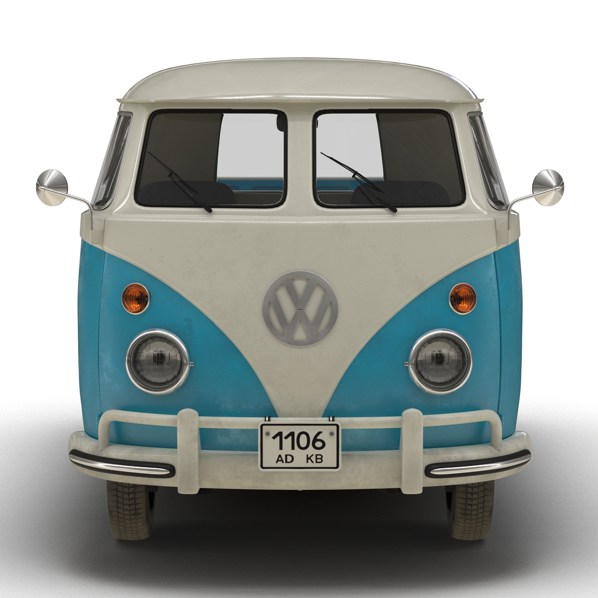 3D Volkswagen Type 2 Single Cab Pick Up Blue 2 model
