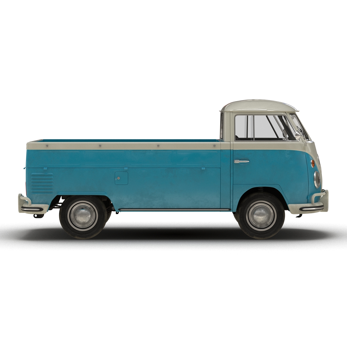 3D Volkswagen Type 2 Single Cab Pick Up Blue 2 model
