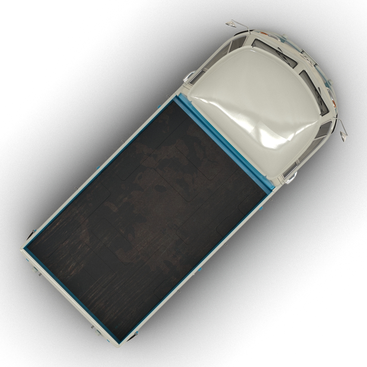 3D Volkswagen Type 2 Single Cab Pick Up Blue 2 model