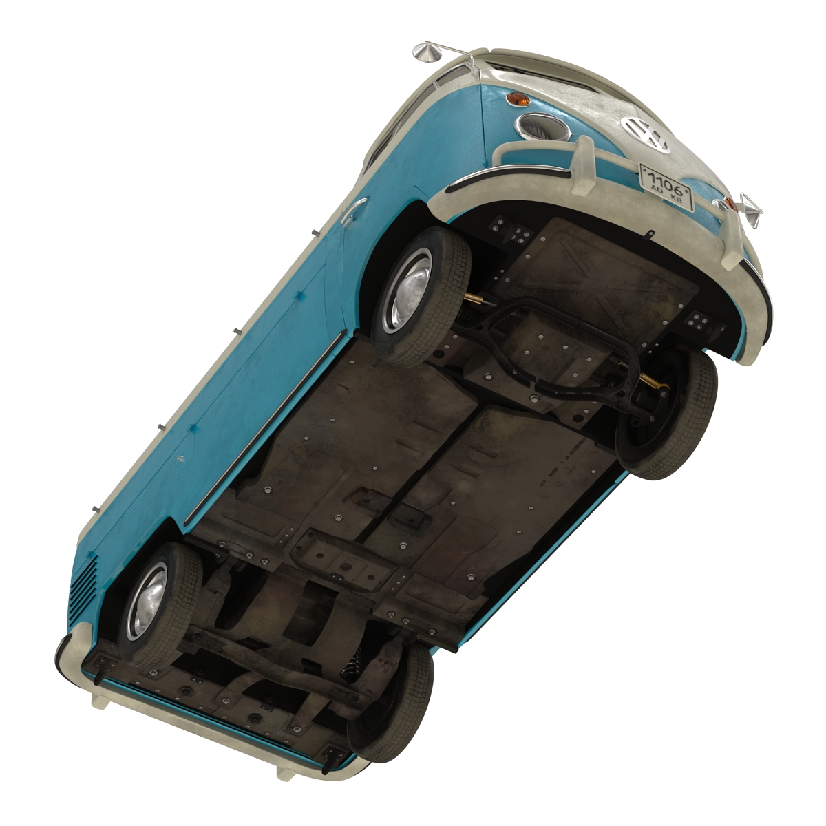 3D Volkswagen Type 2 Single Cab Pick Up Blue 2 model