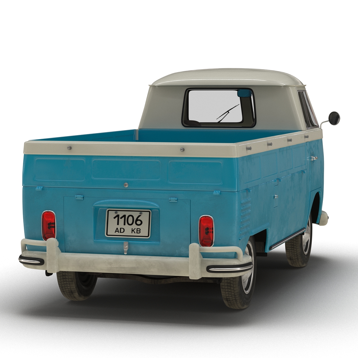 3D Volkswagen Type 2 Single Cab Pick Up Blue 2 model