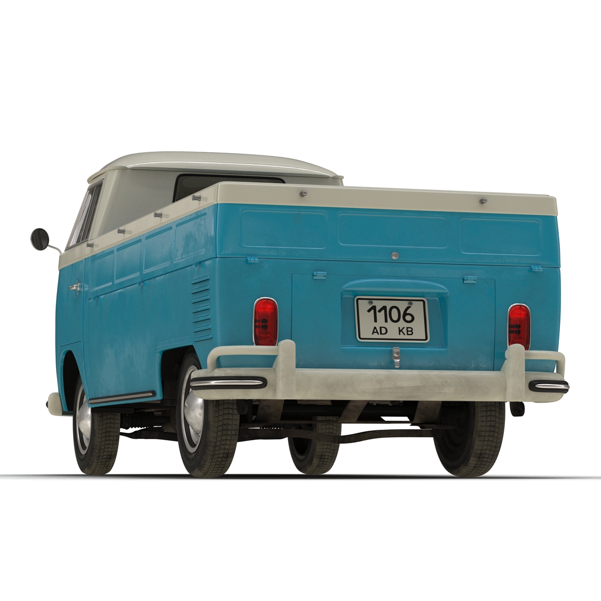 3D Volkswagen Type 2 Single Cab Pick Up Blue 2 model