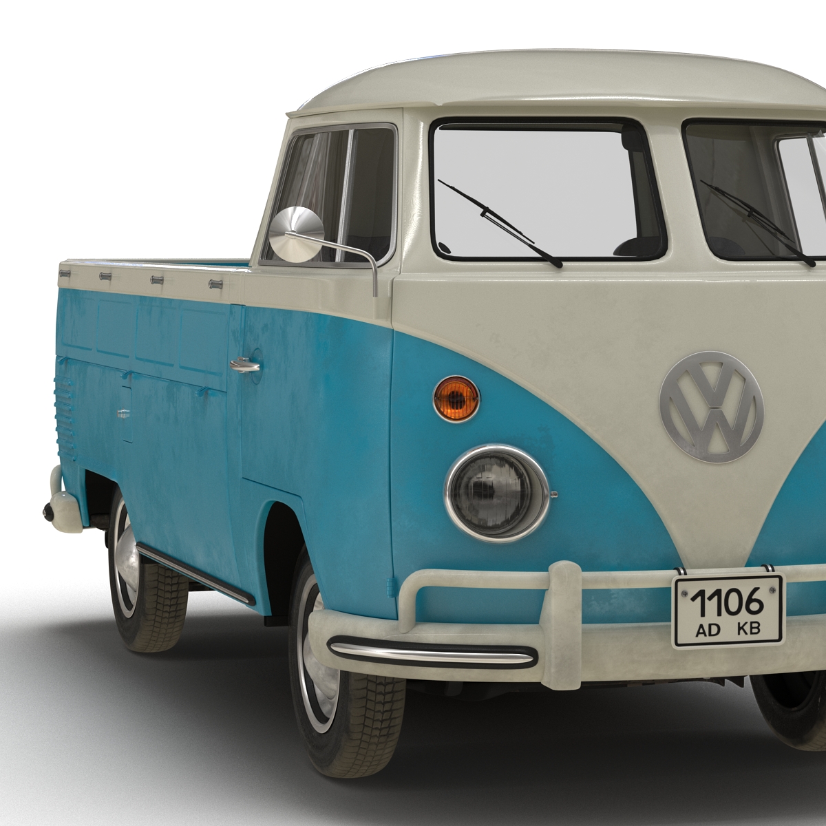 3D Volkswagen Type 2 Single Cab Pick Up Blue 2 model