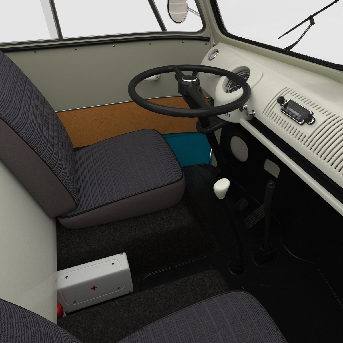 3D Volkswagen Type 2 Single Cab Pick Up Blue 2 model
