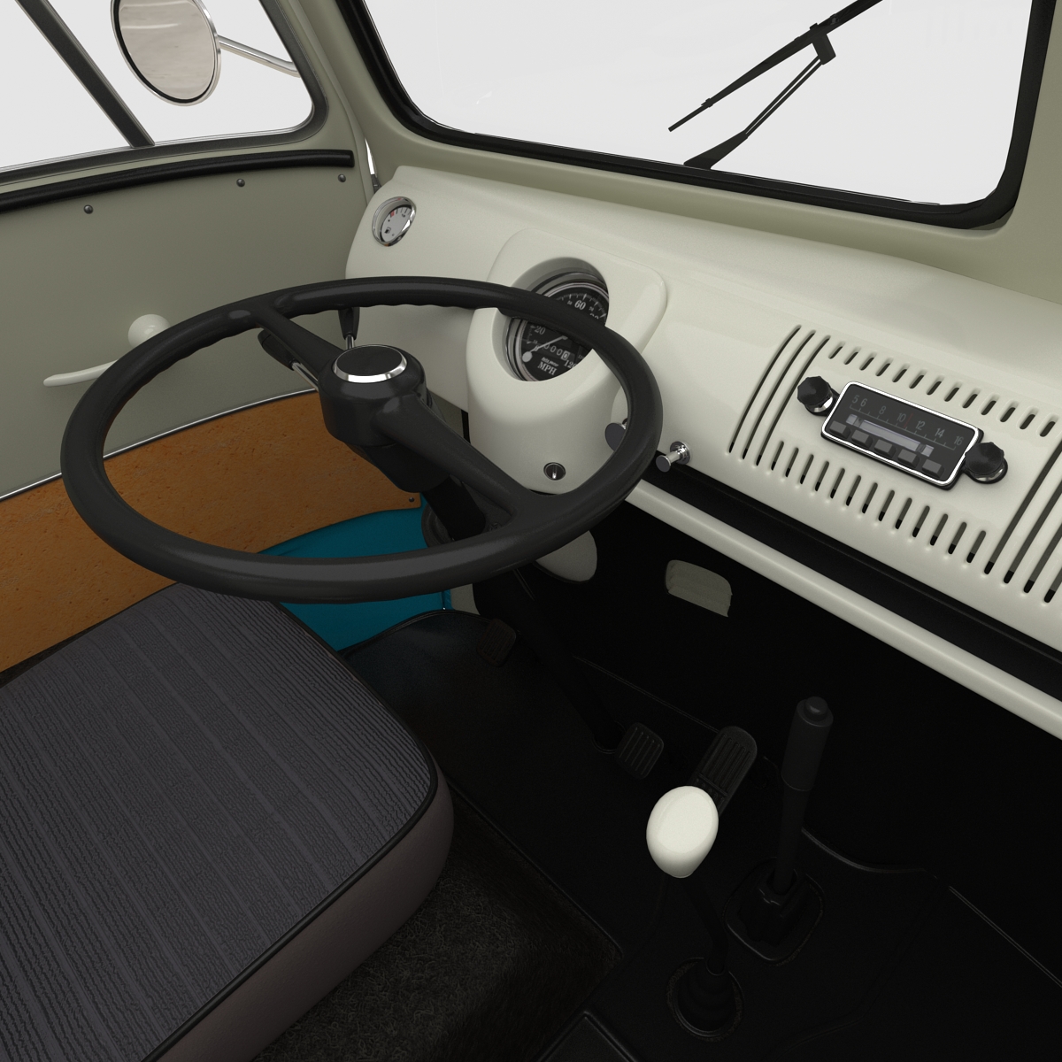 3D Volkswagen Type 2 Single Cab Pick Up Blue 2 model