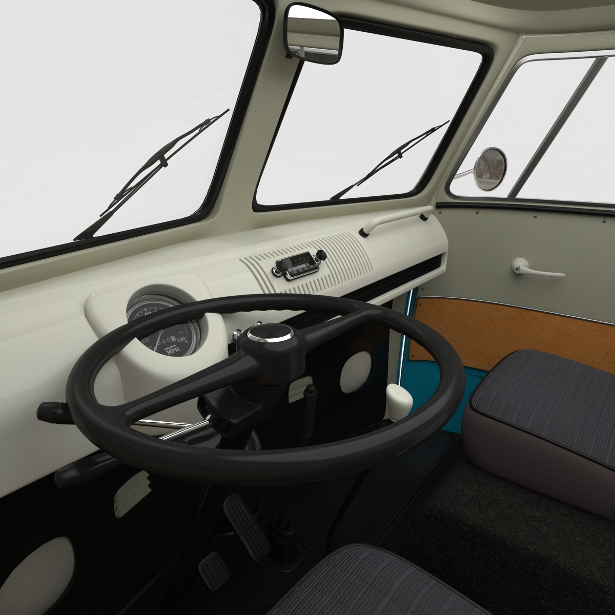 3D Volkswagen Type 2 Single Cab Pick Up Blue 2 model