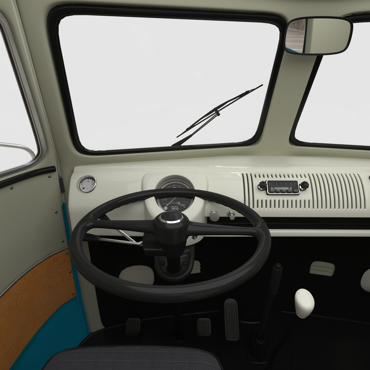 3D Volkswagen Type 2 Single Cab Pick Up Blue 2 model