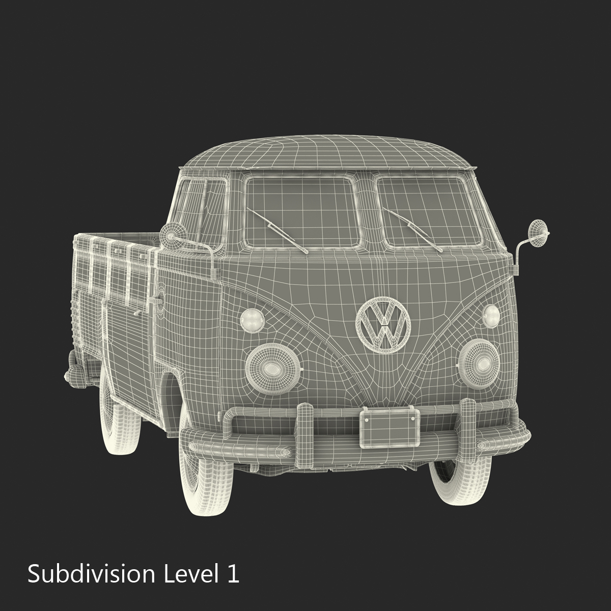 3D Volkswagen Type 2 Single Cab Pick Up Blue 2 model