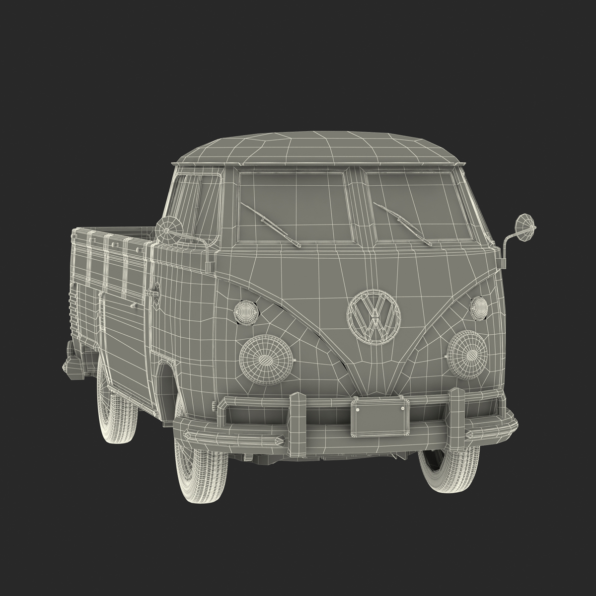 3D Volkswagen Type 2 Single Cab Pick Up Blue 2 model