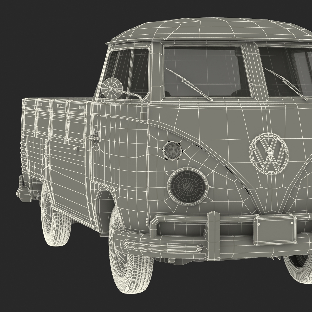 3D Volkswagen Type 2 Single Cab Pick Up Blue 2 model