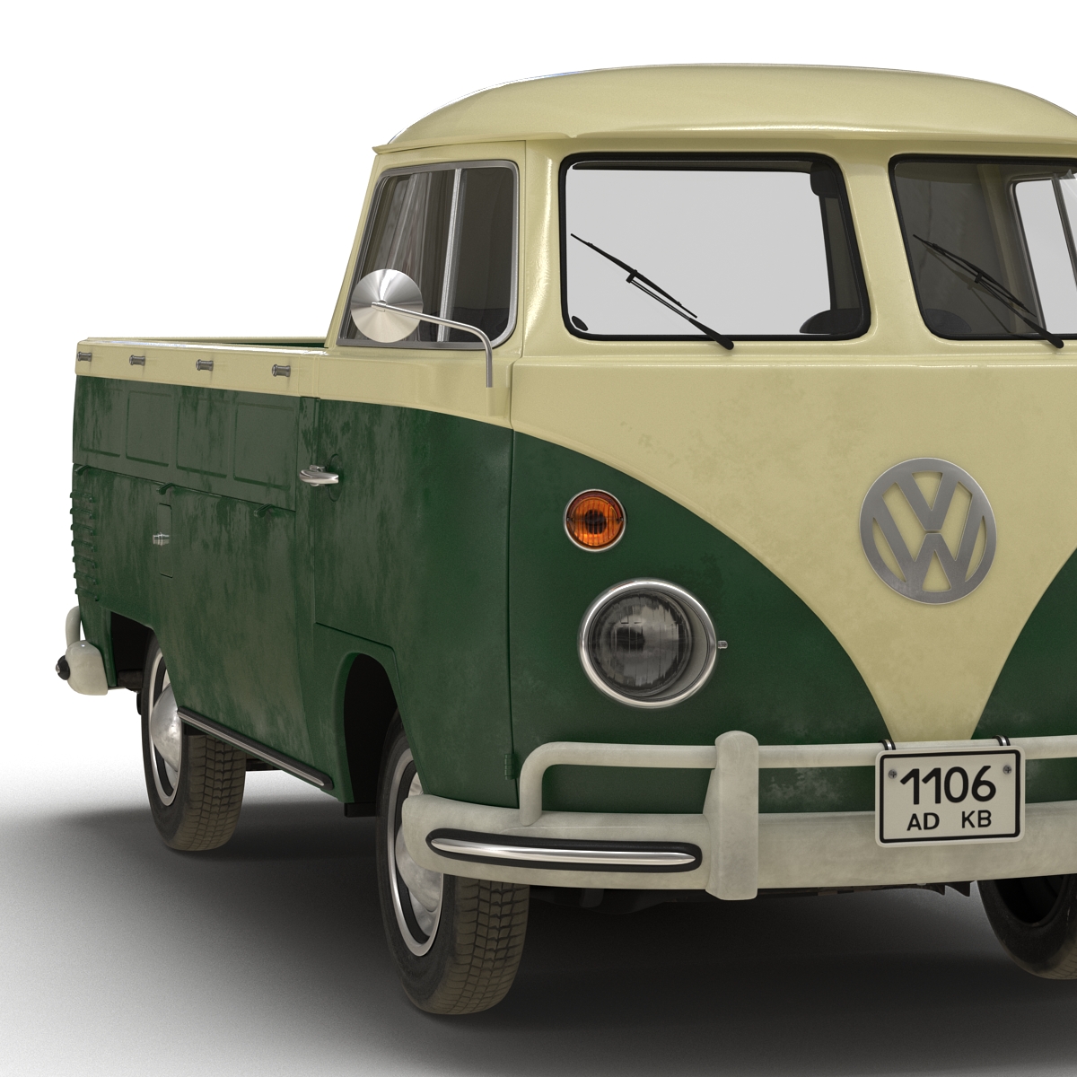 Volkswagen Type 2 Single Cab Pick Up Green 3D