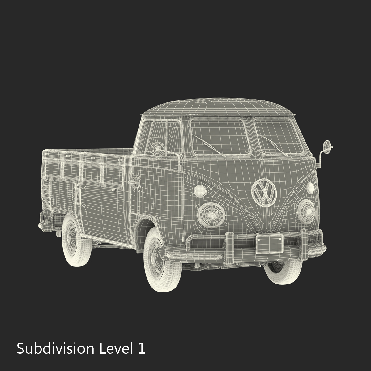 Volkswagen Type 2 Single Cab Pick Up Green 3D