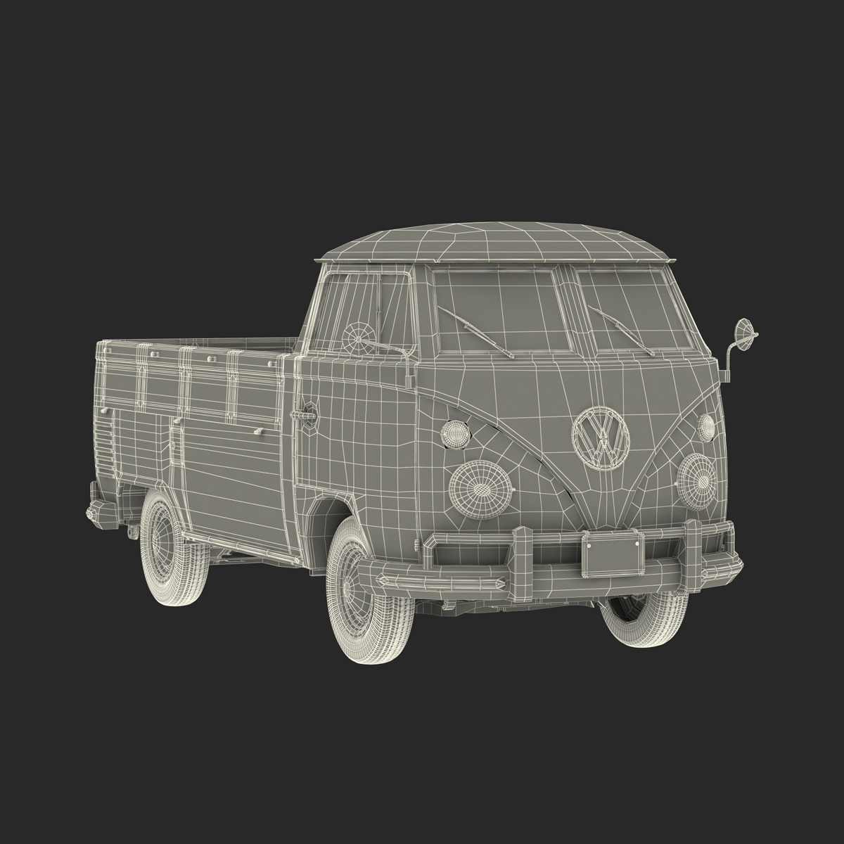 Volkswagen Type 2 Single Cab Pick Up Green 3D