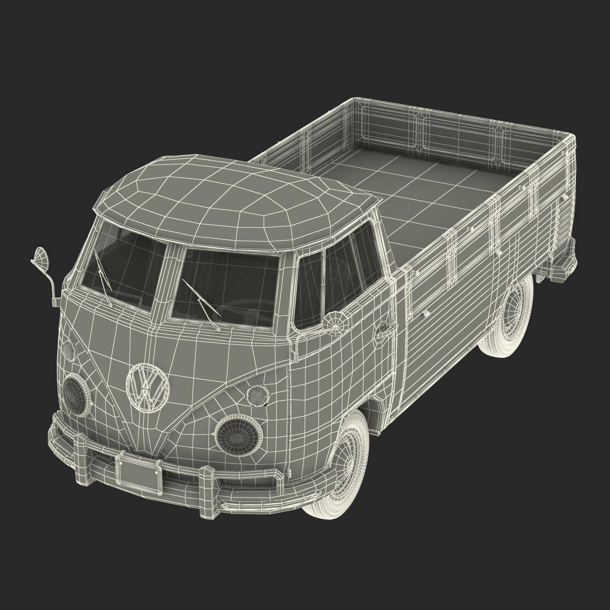Volkswagen Type 2 Single Cab Pick Up Green 3D
