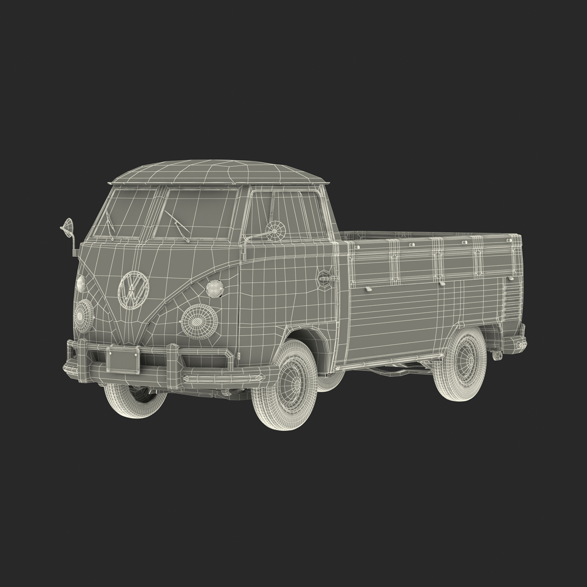 Volkswagen Type 2 Single Cab Pick Up Green 2 3D model