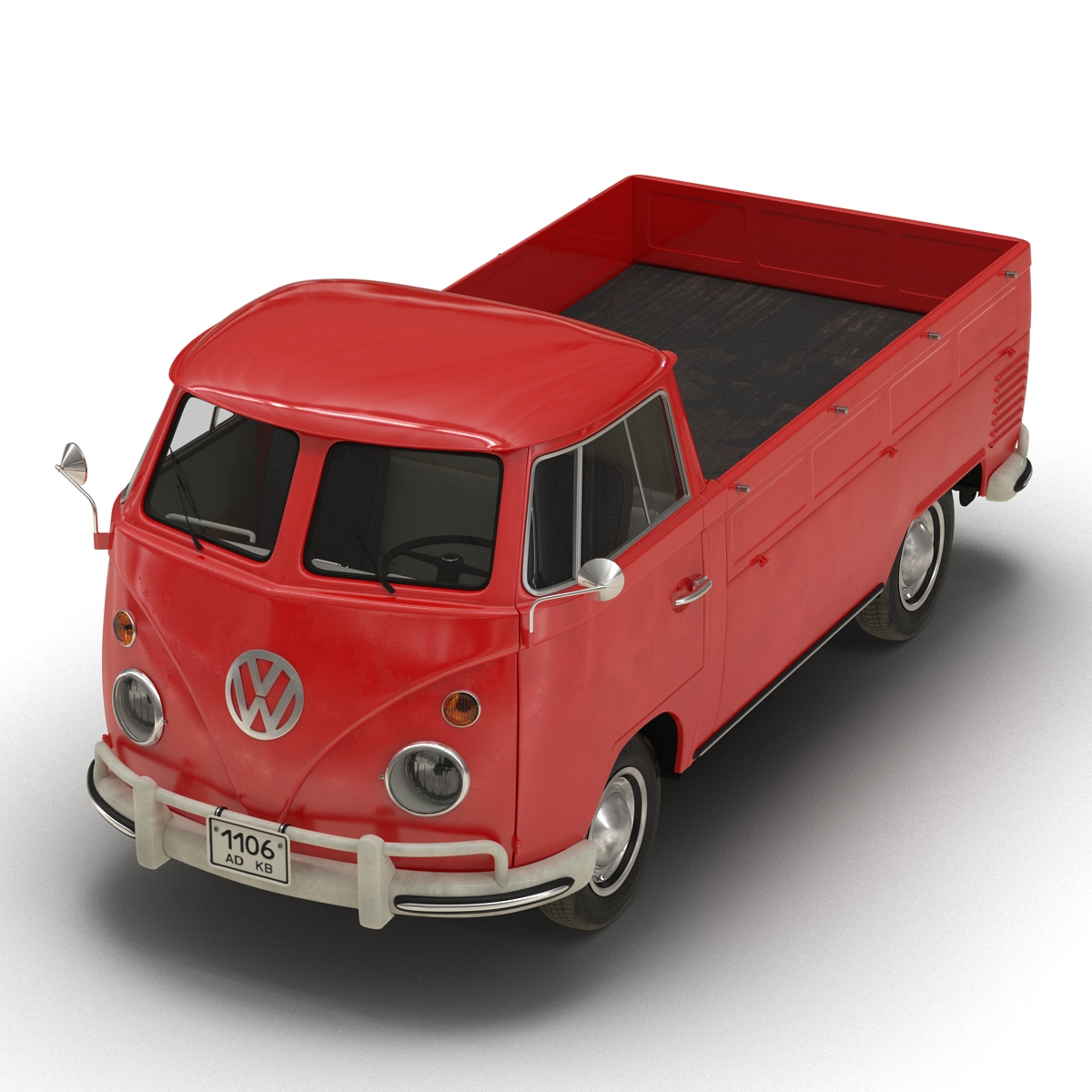 3D model Volkswagen Type 2 Single Cab Pick Up Red