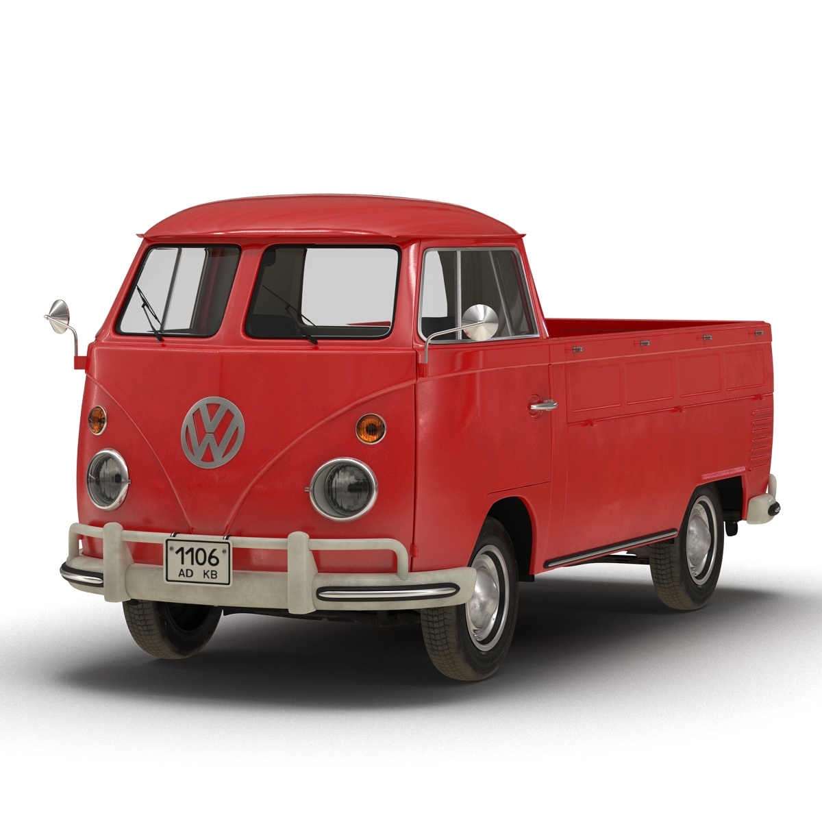 3D model Volkswagen Type 2 Single Cab Pick Up Red
