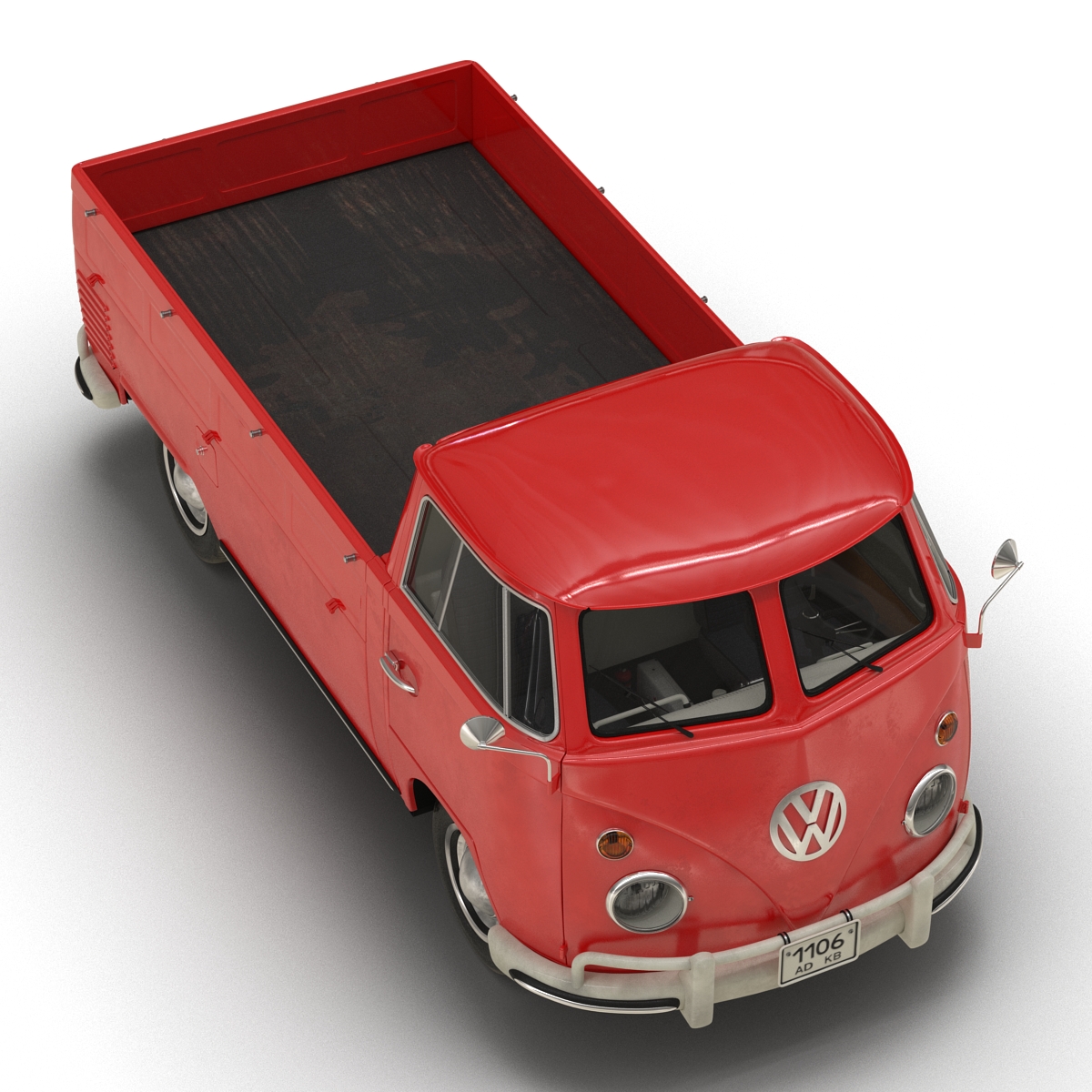 3D model Volkswagen Type 2 Single Cab Pick Up Red