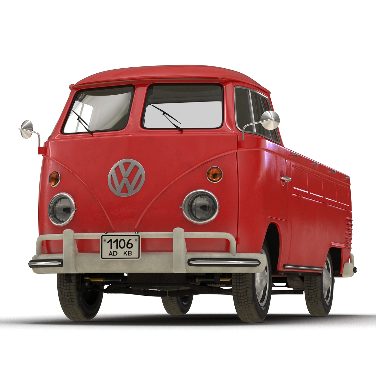 3D model Volkswagen Type 2 Single Cab Pick Up Red