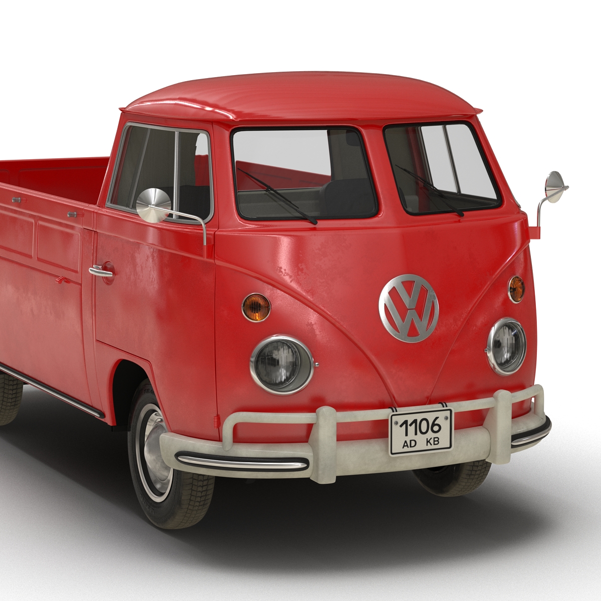 3D model Volkswagen Type 2 Single Cab Pick Up Red
