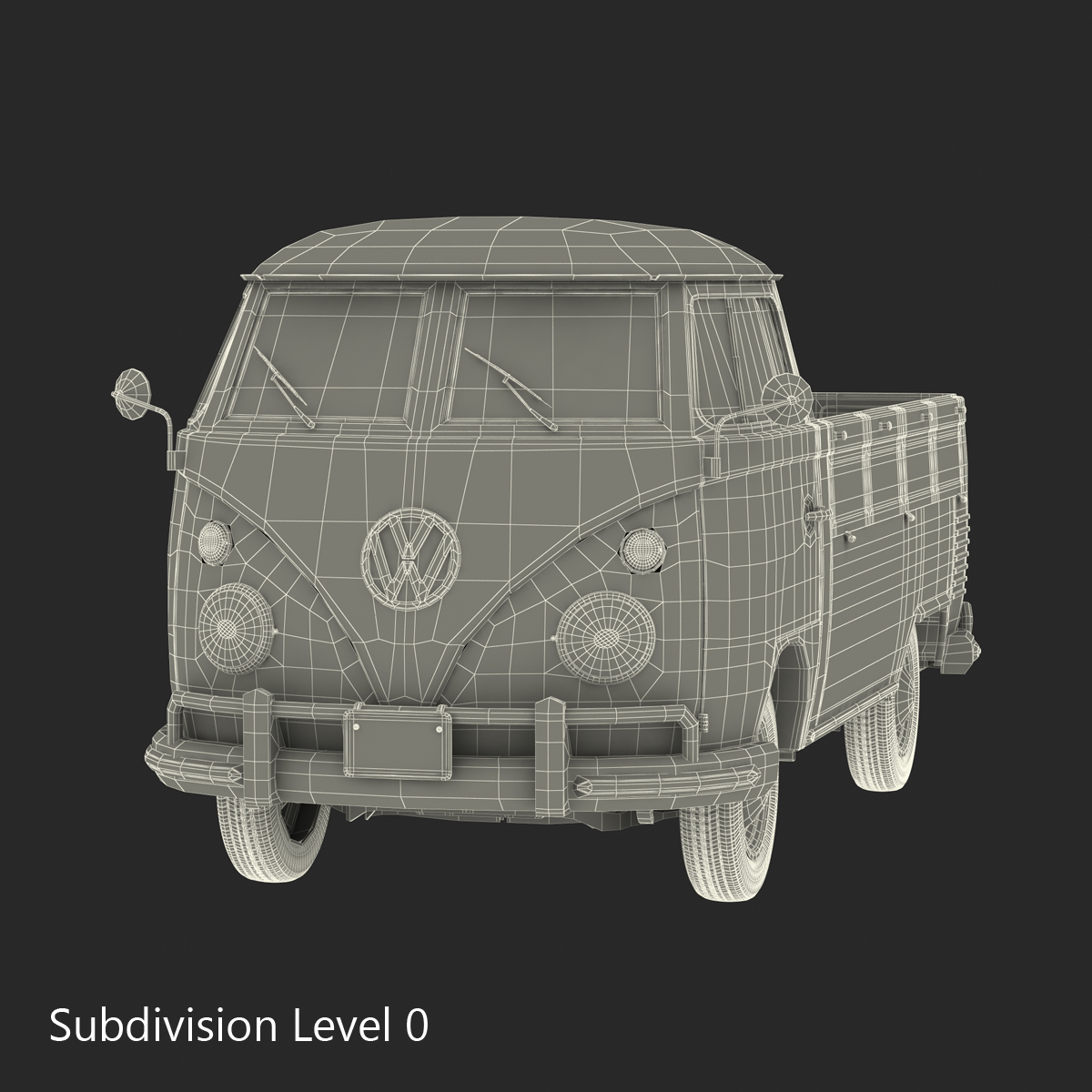 3D model Volkswagen Type 2 Single Cab Pick Up Red