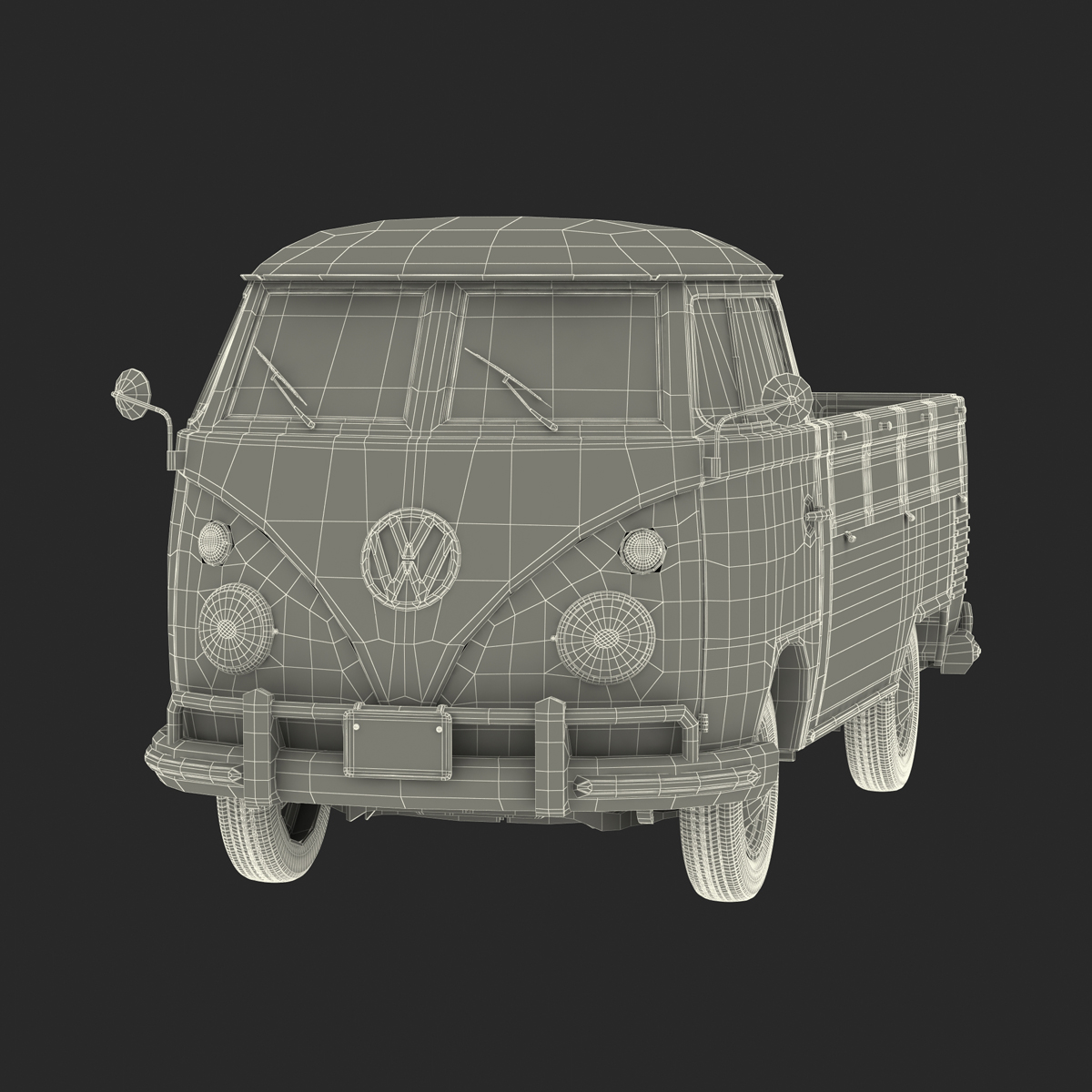 3D model Volkswagen Type 2 Single Cab Pick Up Red