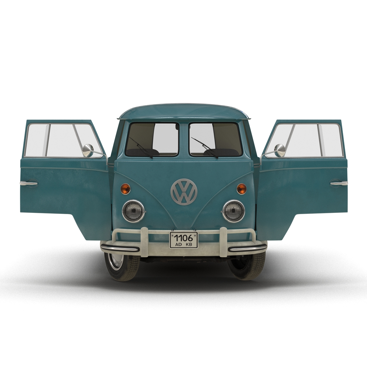 3D Volkswagen Type 2 Single Cab Pick Up Rigged Blue model