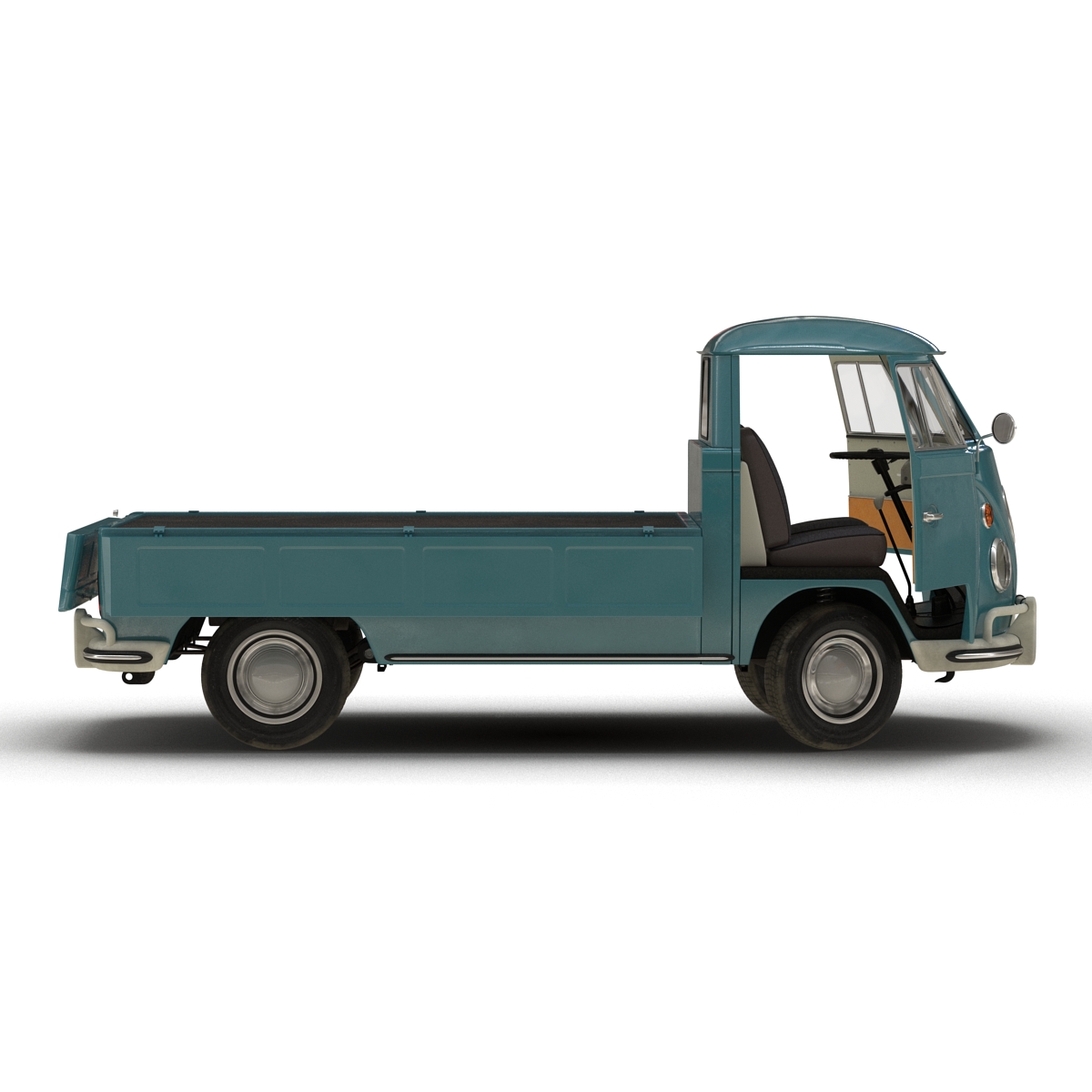 3D Volkswagen Type 2 Single Cab Pick Up Rigged Blue model