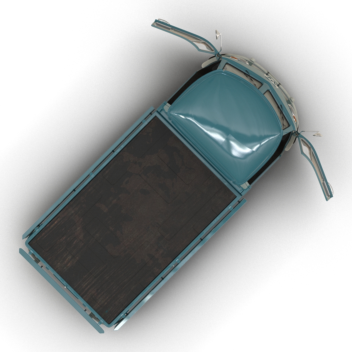 3D Volkswagen Type 2 Single Cab Pick Up Rigged Blue model