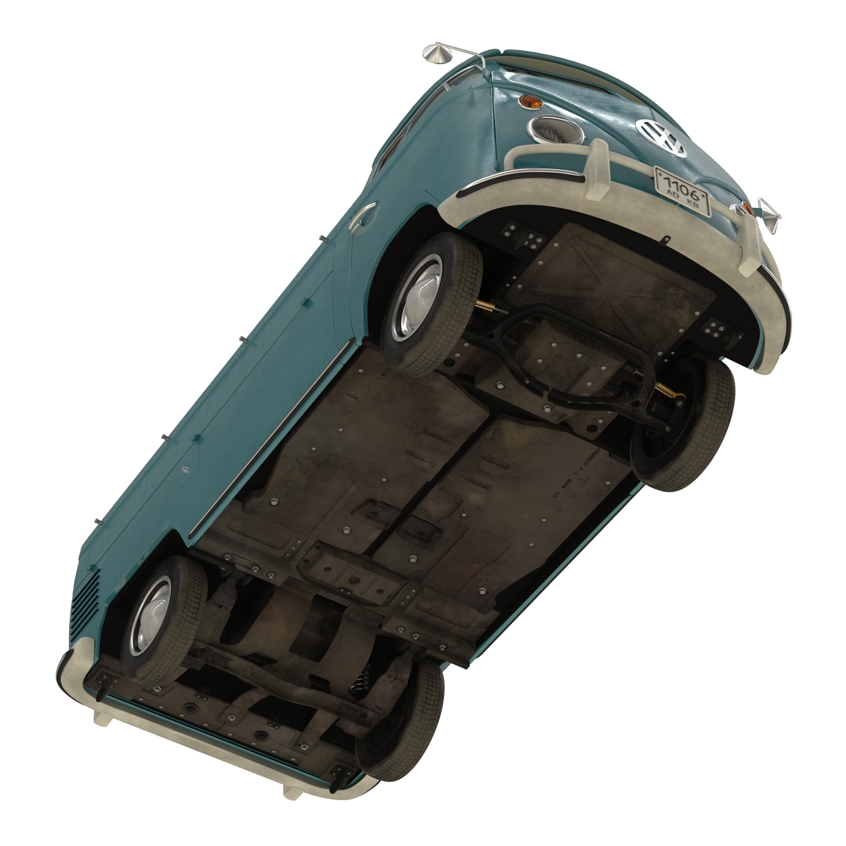 3D Volkswagen Type 2 Single Cab Pick Up Rigged Blue model