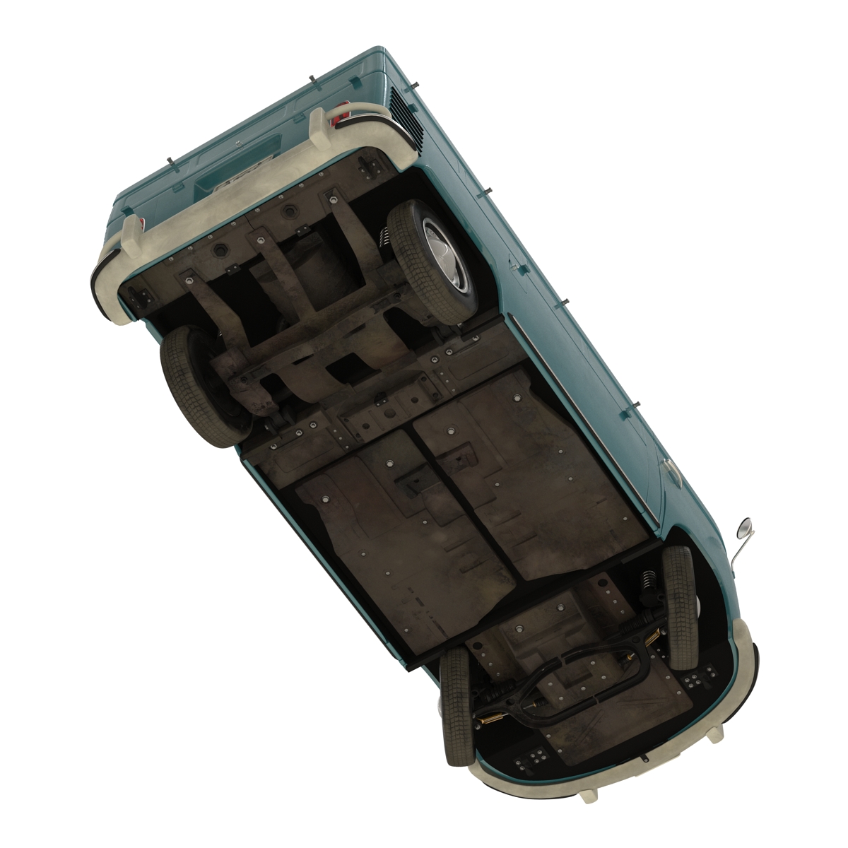 3D Volkswagen Type 2 Single Cab Pick Up Rigged Blue model