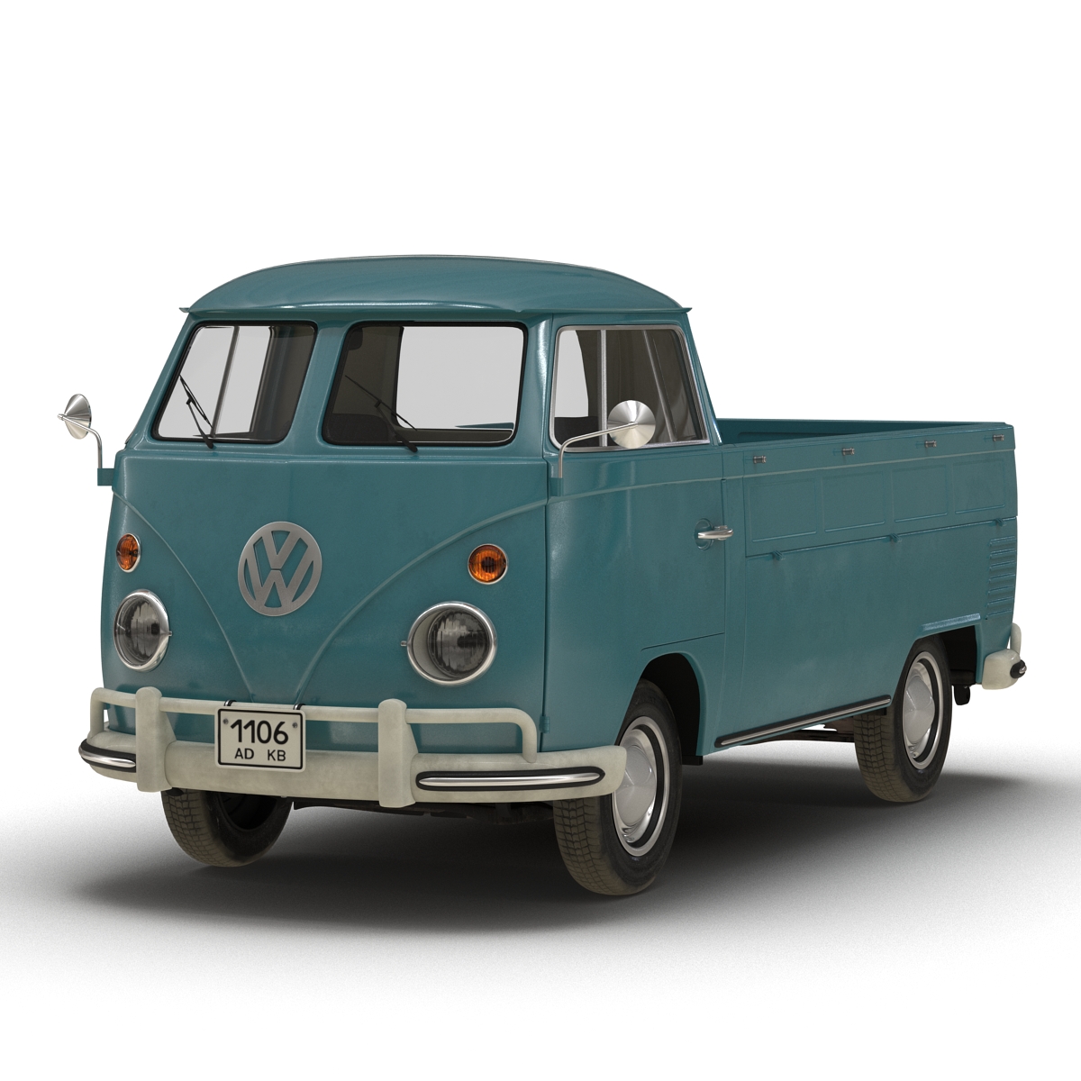 3D Volkswagen Type 2 Single Cab Pick Up Rigged Blue model