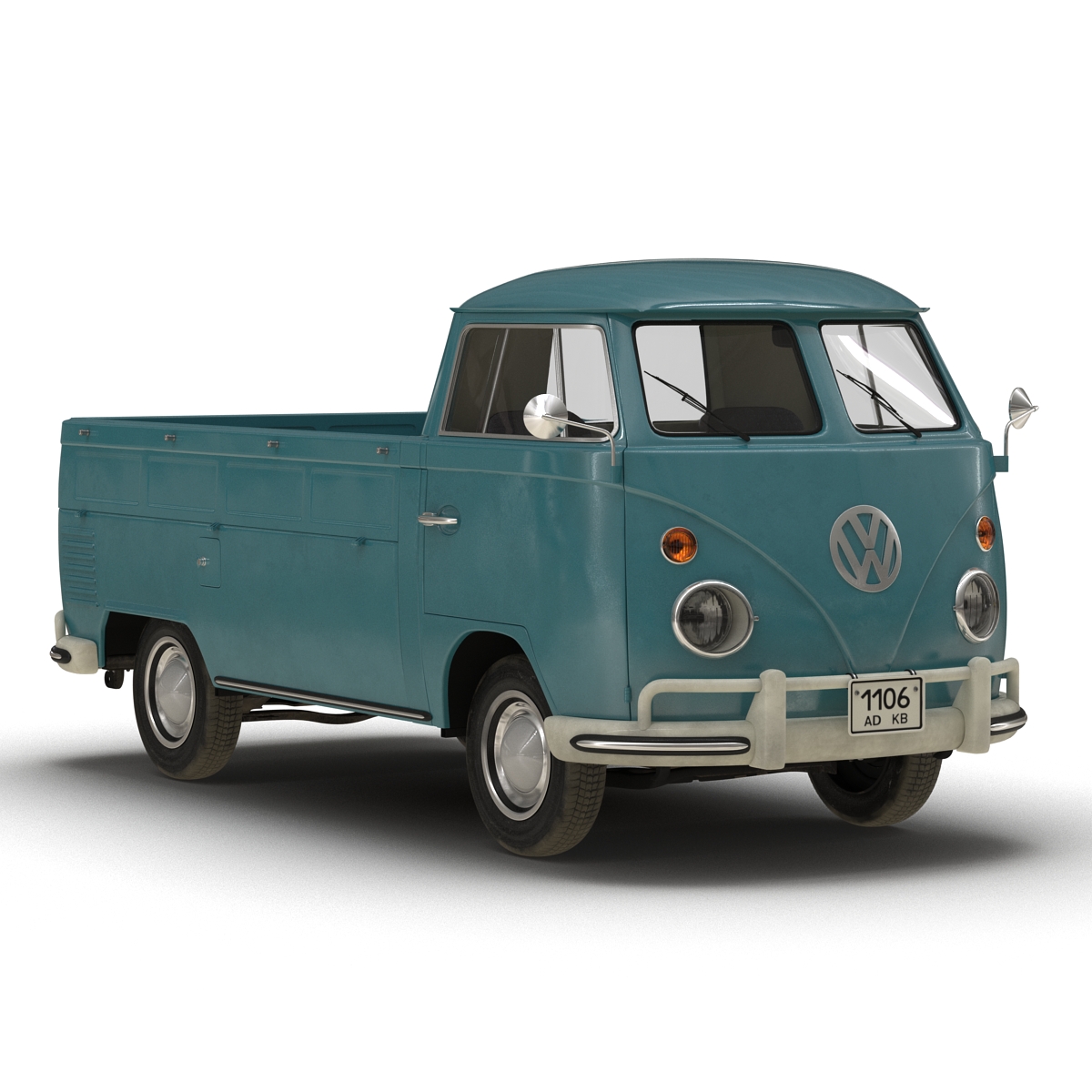 3D Volkswagen Type 2 Single Cab Pick Up Rigged Blue model