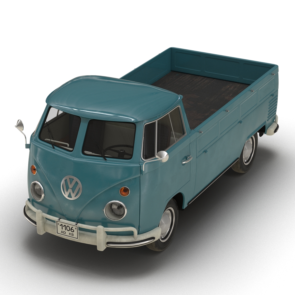 3D Volkswagen Type 2 Single Cab Pick Up Rigged Blue model