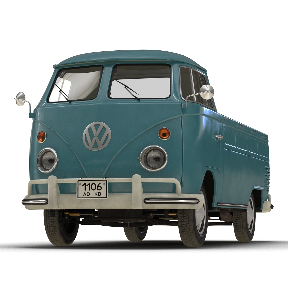 3D Volkswagen Type 2 Single Cab Pick Up Rigged Blue model