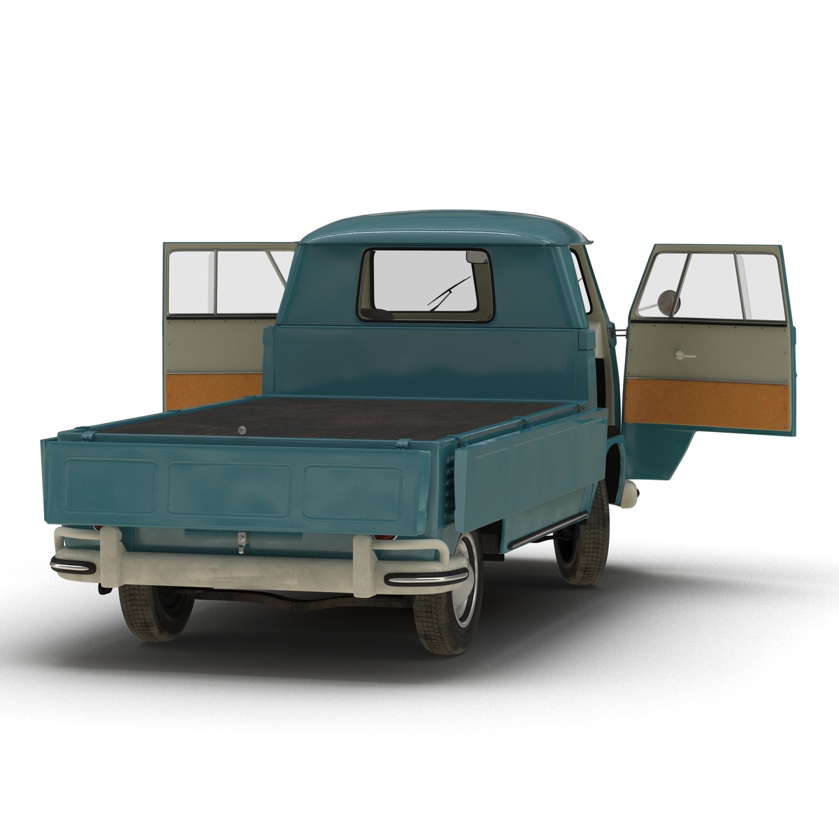 3D Volkswagen Type 2 Single Cab Pick Up Rigged Blue model
