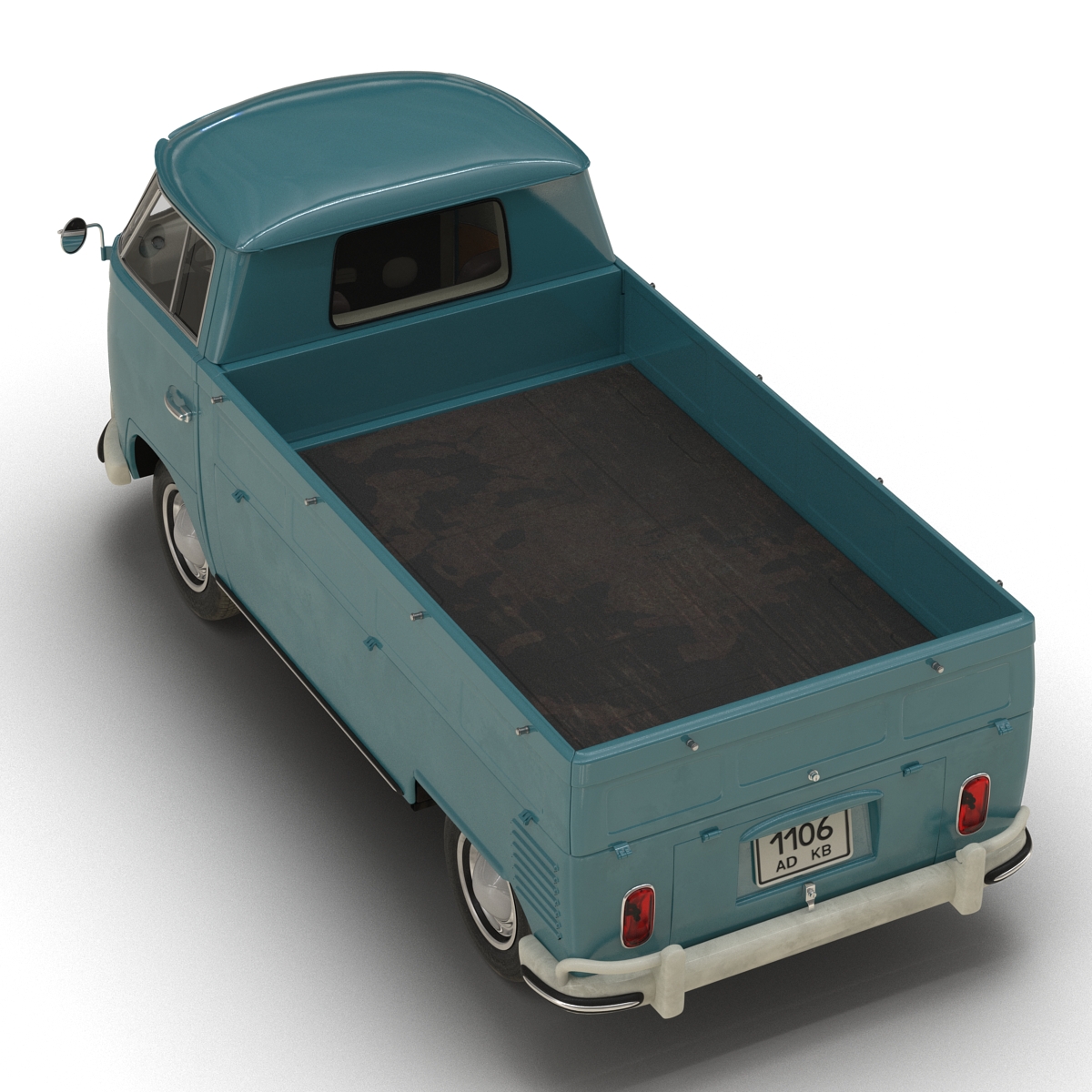 3D Volkswagen Type 2 Single Cab Pick Up Rigged Blue model