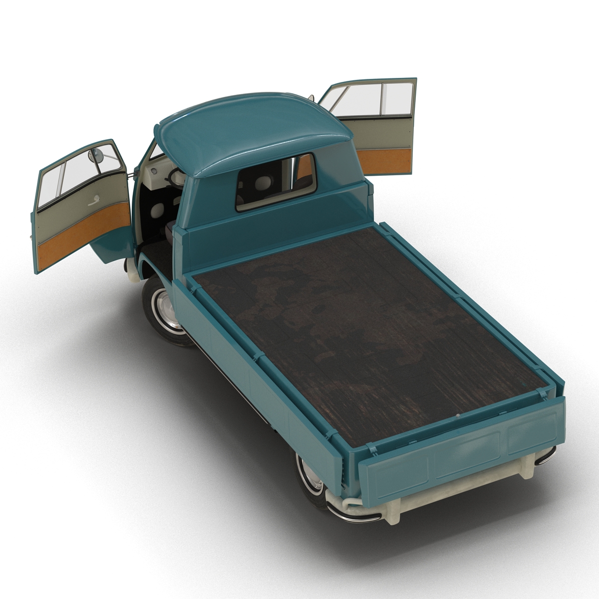 3D Volkswagen Type 2 Single Cab Pick Up Rigged Blue model