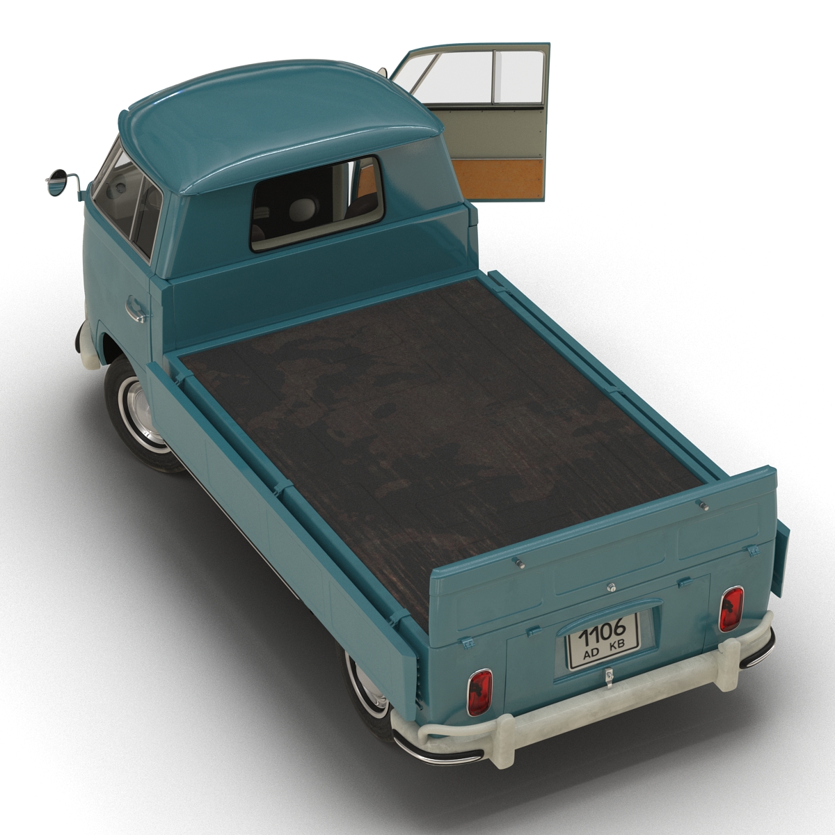 3D Volkswagen Type 2 Single Cab Pick Up Rigged Blue model