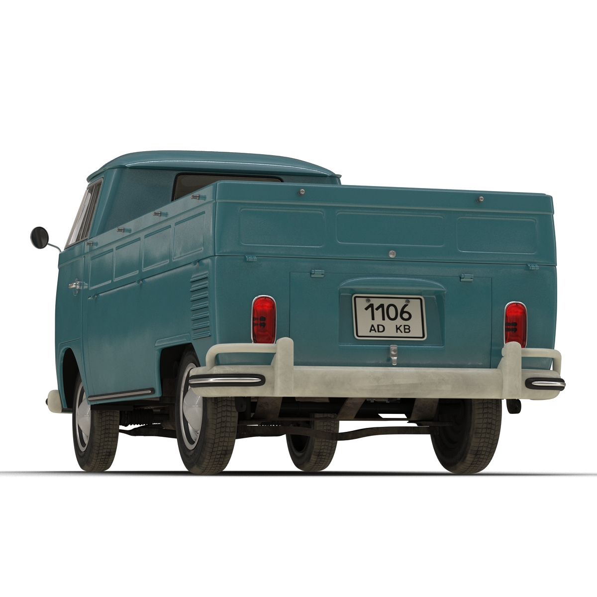 3D Volkswagen Type 2 Single Cab Pick Up Rigged Blue model