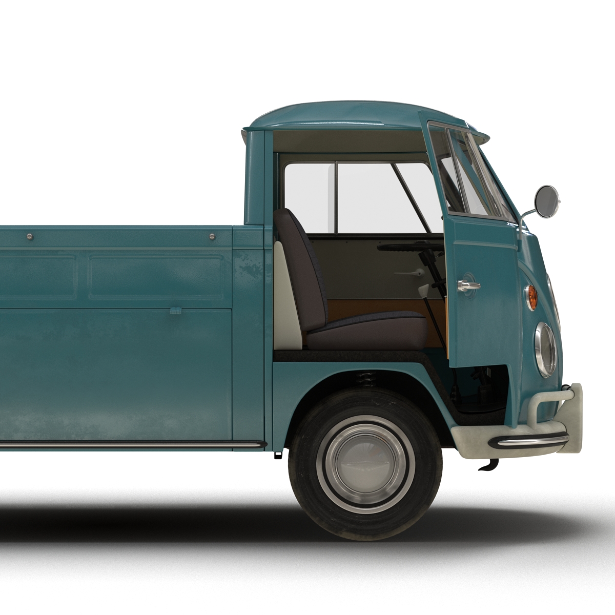 3D Volkswagen Type 2 Single Cab Pick Up Rigged Blue model